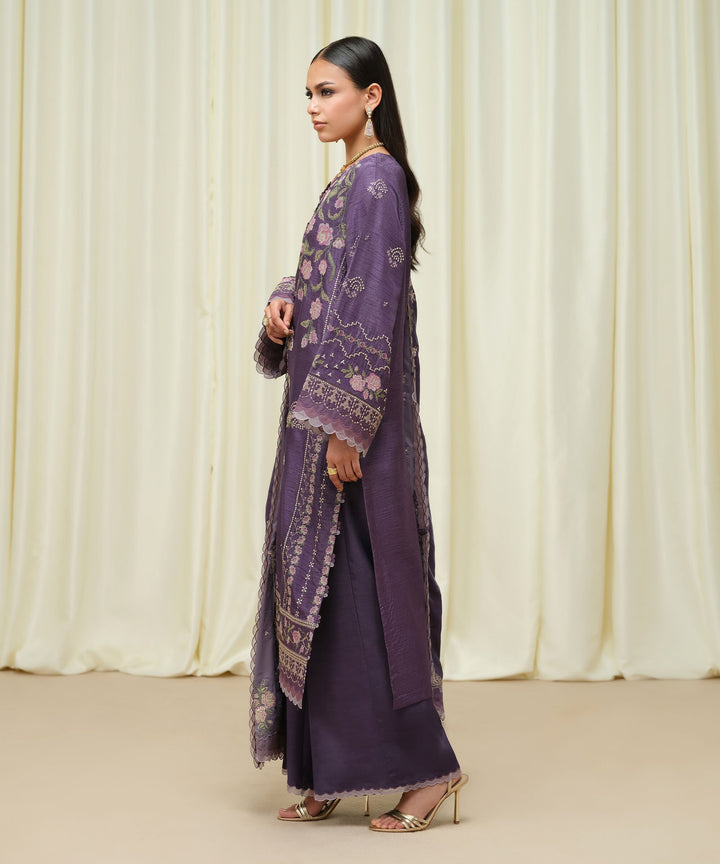 Sapphire Stitched 3 Piece RAW SILK LX25V6-40 - Salai - Sapphire RTW Winter 2025 