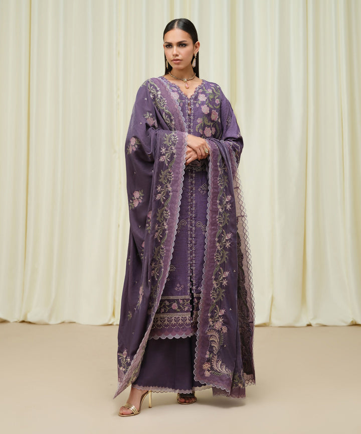 Sapphire Stitched 3 Piece RAW SILK LX25V6-40 - Salai - Sapphire RTW Winter 2025 