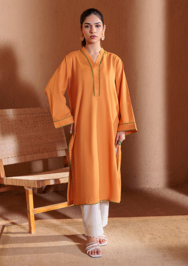 Orange-Cambric-1 Piece (WPS25DE1013) J(127) - Salai - Summer '25 Women Pret 