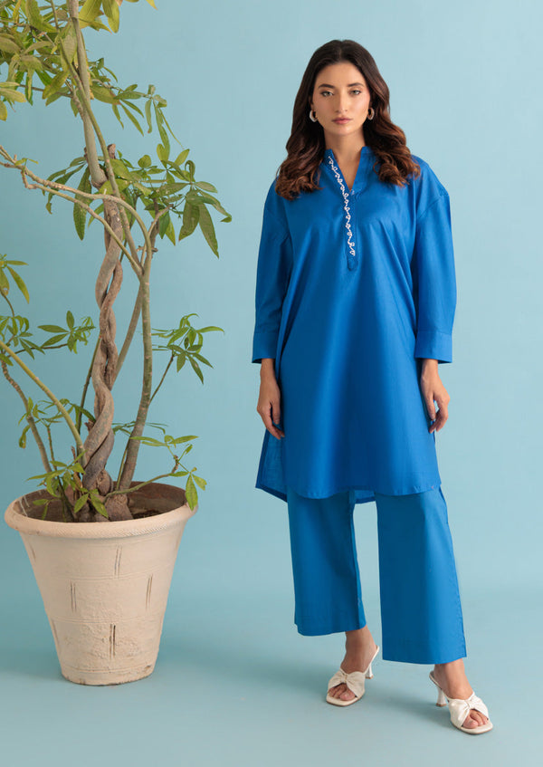 Blue-Jacquard-2 Piece (WPS25SL2004) J(119) - Salai - Any Day Summer 2025 