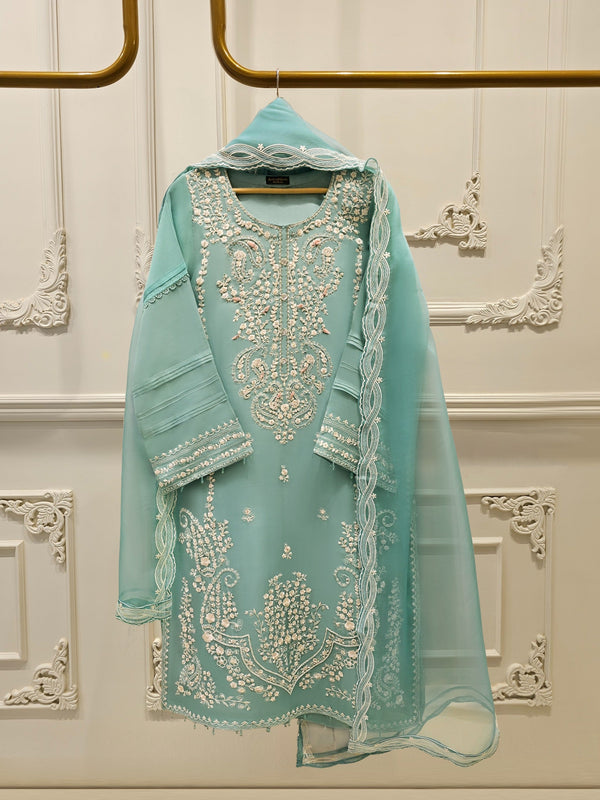 green emerald velvet dress Agha Noor Organza Dress Green Formal Collection 3pc  GoodLuck Collections