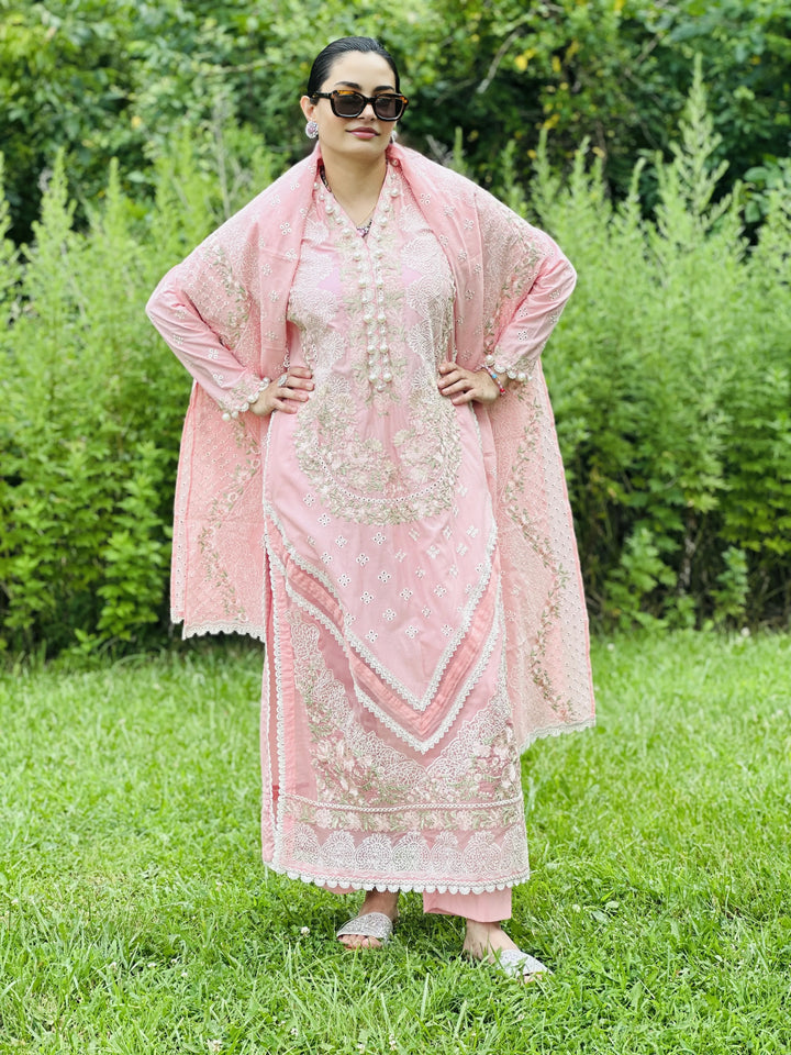 Gul Ahmed Stitched 3 Piece Festive PM-52011 J(71) - Salai - Gul Ahmed RTW Lawn 2025 