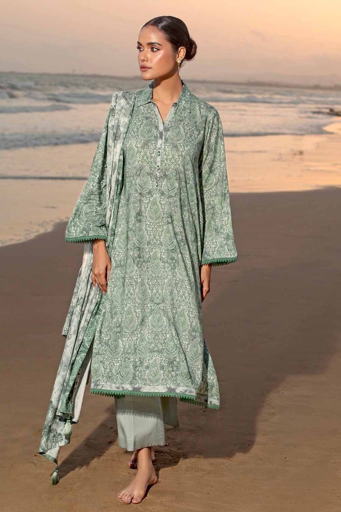 Gul Ahmed Stitched Winter 3 Piece LT#32021B - Salai - Gul Ahmed 