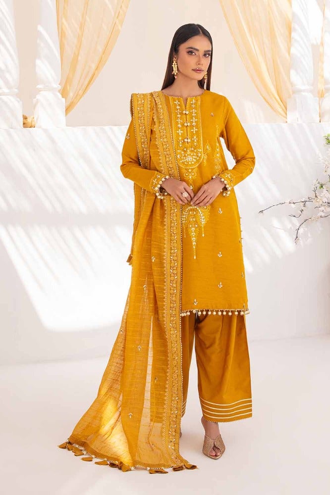 Gul Ahmed Stitched Festive 2024 3 Piece PRW#32063 - Salai - Salai 