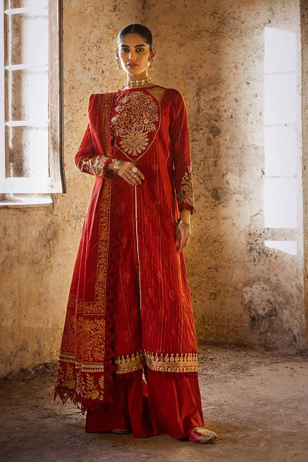 Gul Ahmed Stitched Festive 3 Piece FE#32088 - Salai - Gul Ahmed 