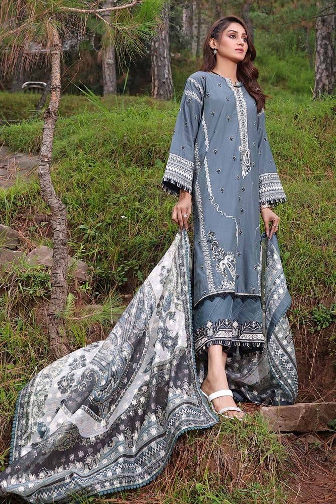 Gul Ahmed Stitched Winter 3 Piece MJ#32067 - Salai - Gul Ahmed 