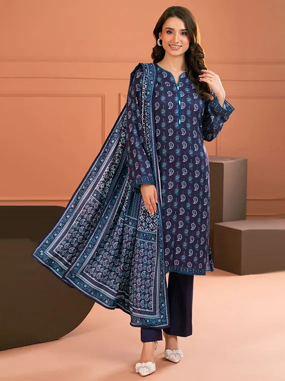 navy blue dress for baby girl Gul Ahmed Winter Collection`22 AY#12028-B – Tradition Stores main image 1