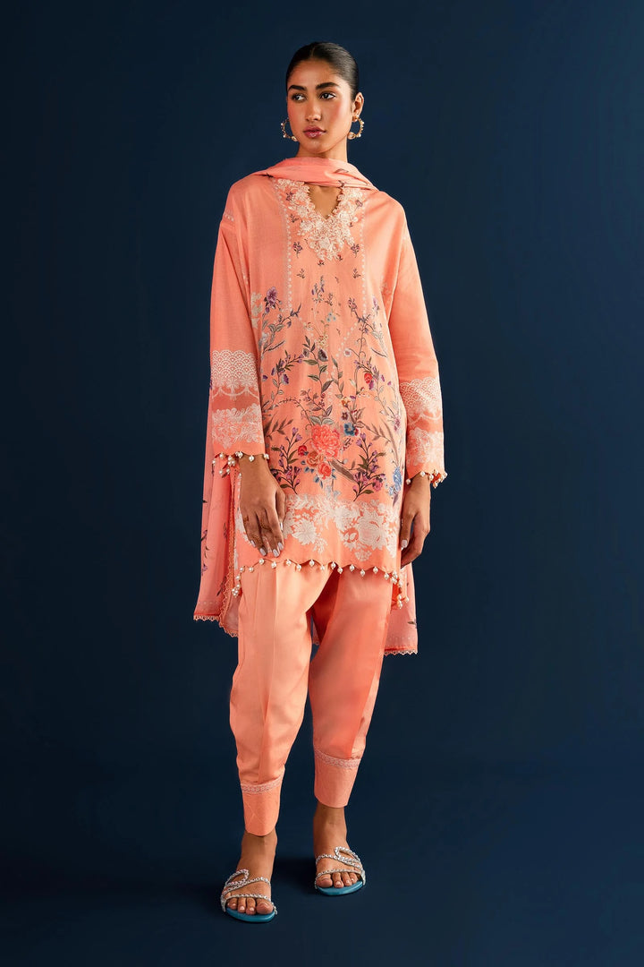 Sana Safinaz Stitched Festive 3 Piece H242-014A - Salai - Sana Safinaz 