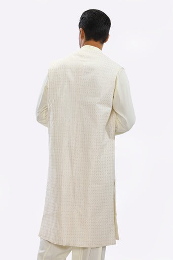 Men Kurta Shalwar & Overcoat set DIG23-01 - Salai - Salai 