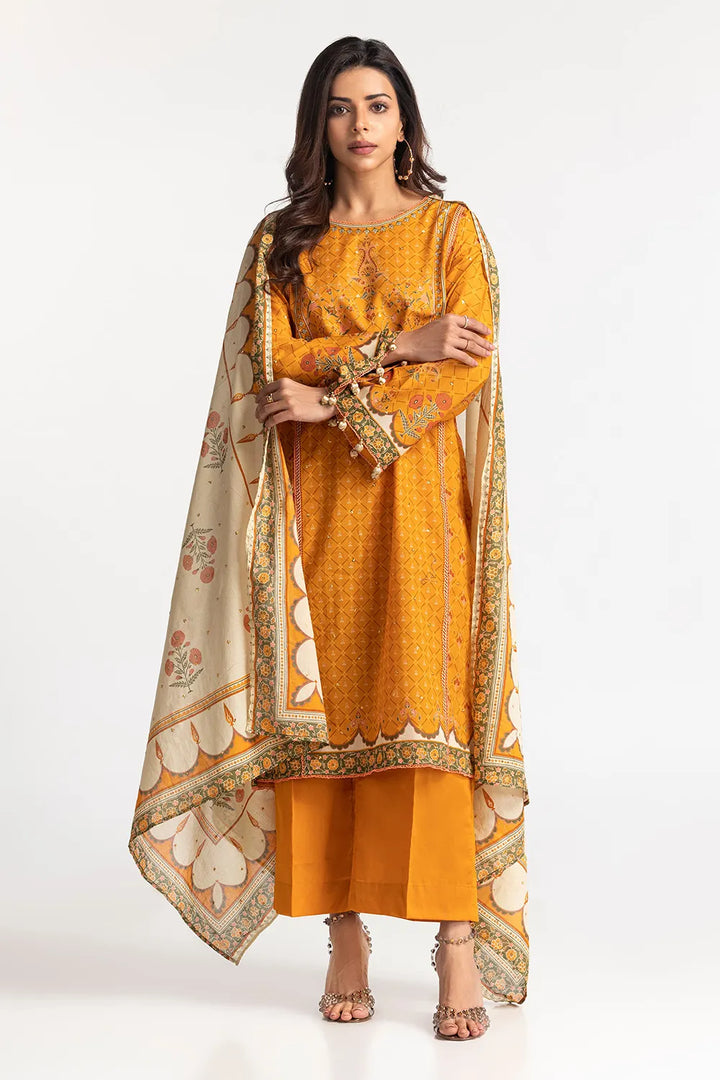 Gul Ahmed Stitched Lawn 3 Piece CL#42102 - Salai - Gul Ahmed 