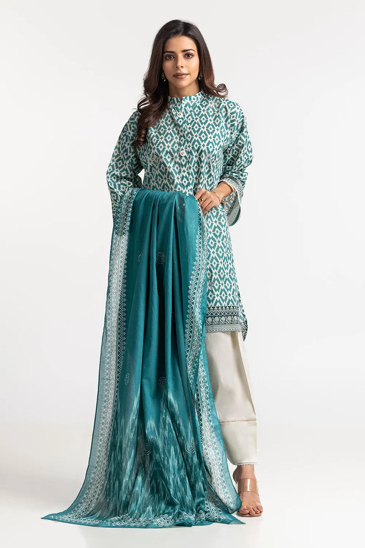 Gul Ahmed Stitched Lawn 3 Piece DN#42036 - Salai - Gul Ahmed 