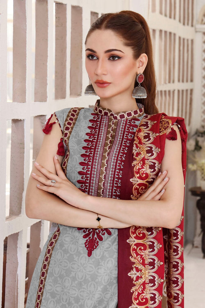 Khas Lawn Stitched 3 Piece KL-1792 - Salai - Khas 