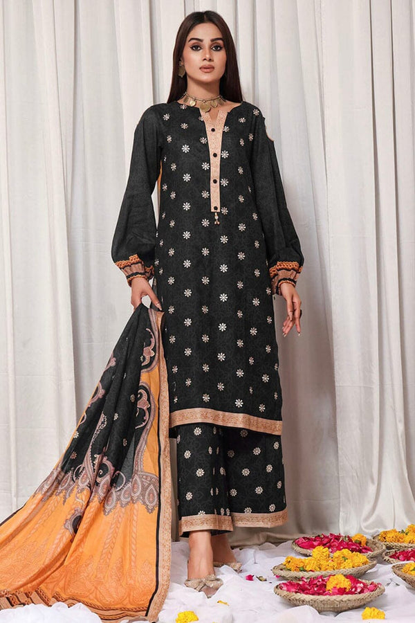 Khas Lawn Stitched 3 Piece KL-1796 - Salai - Khas 