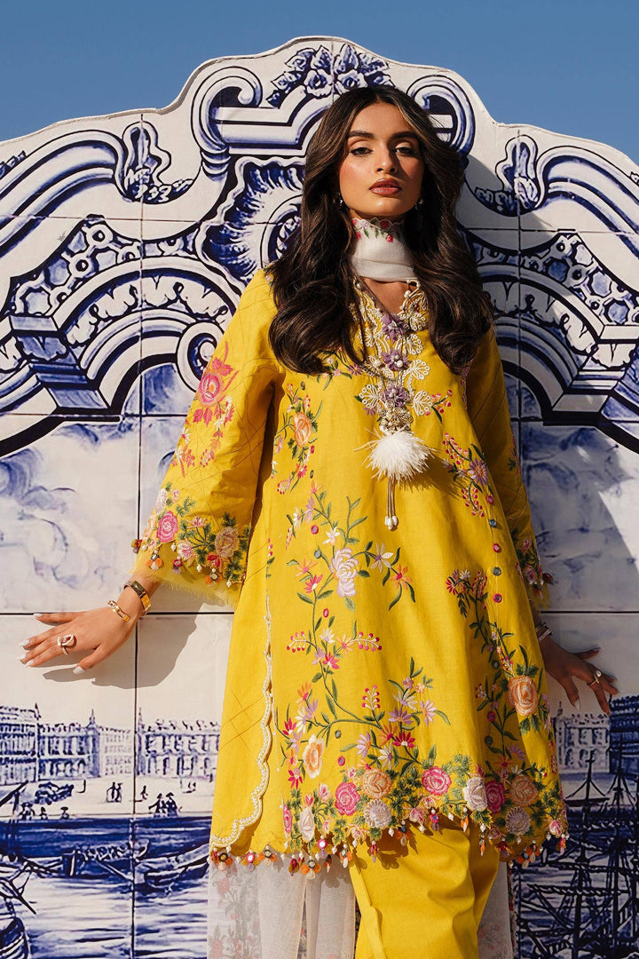 Sana Safinaz Stitched Festive 3 Piece M241-002A - Salai - Sana Safinaz 