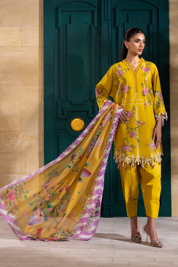 Sana Safinaz Stitched Festive 3 Piece MUZ25-013B - Salai - Sana Safinaz RTW Festive 2025 
