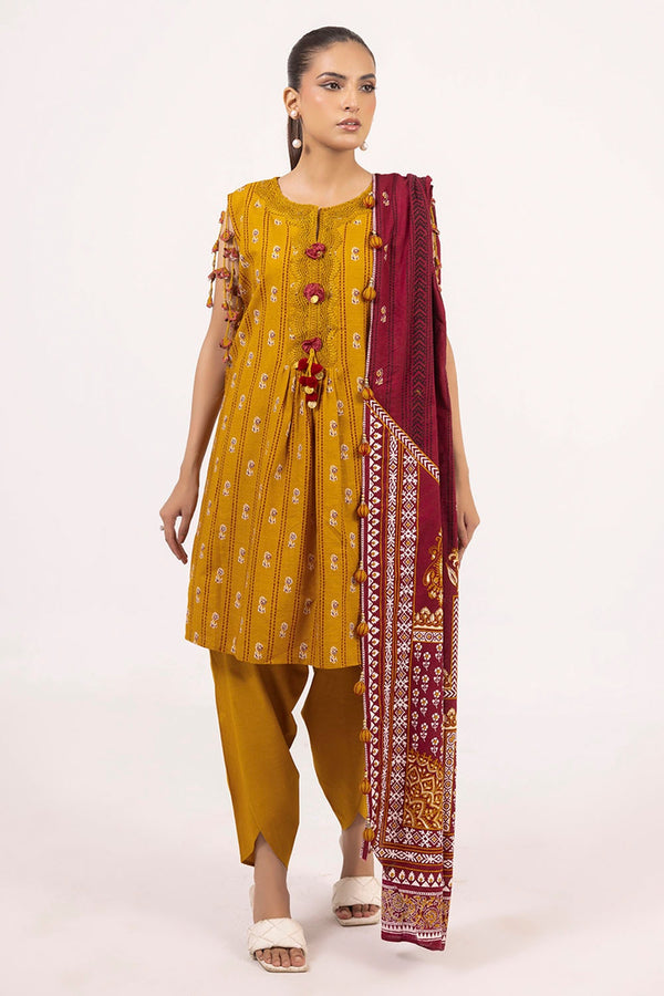 Gul Ahmed Stitched Khaddar 3 Piece K#52050 J(34&35) - Salai - Gul Ahmed RTW Winter 2025 
