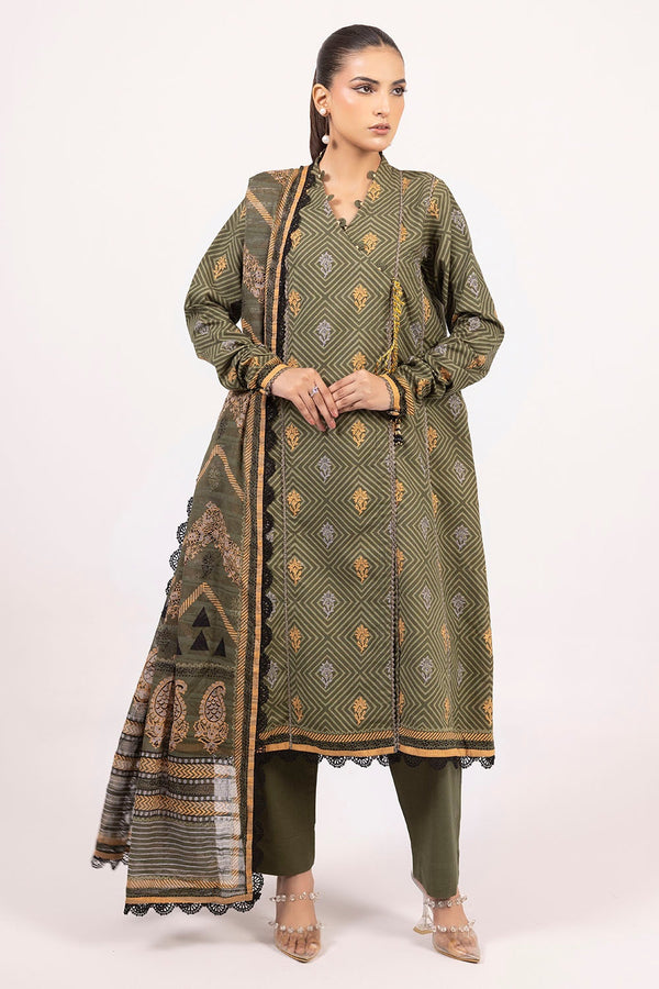 Gul Ahmed Stitched Khaddar 3 Piece K#52081 J(53&54) - Salai - Gul Ahmed RTW Winter 2025 