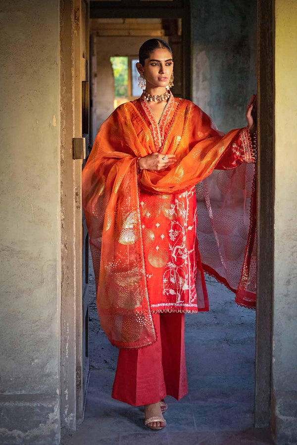 Gul Ahmed Stitched Festive 3 Piece FE#32110 - Salai - Gul Ahmed 