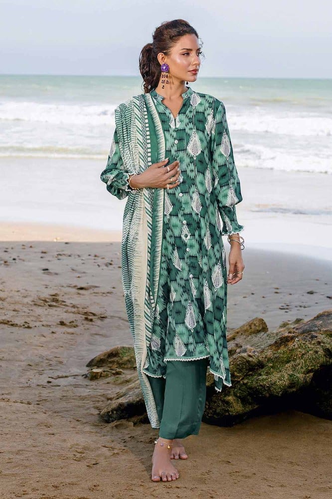 Gul Ahmed Stitched Winter 3 Piece LT#32020B - Salai - Gul Ahmed 