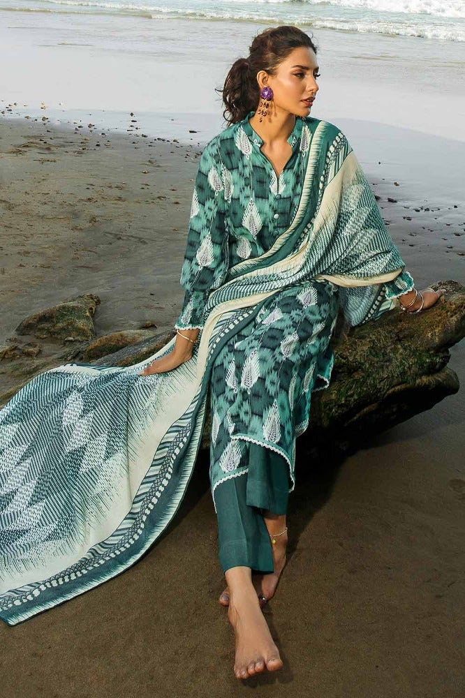 Gul Ahmed Stitched Winter 3 Piece LT#32020B - Salai - Gul Ahmed 