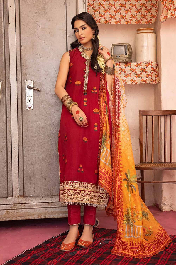 Gul Ahmed Stitched Festive 3 Piece FE#32035 - Salai - Gul Ahmed 