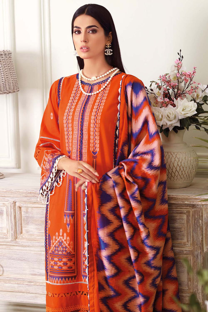 Gul Ahmed Stitched Lawn 3 Piece 2022 MJ#22021 - Salai - Gul Ahmed 