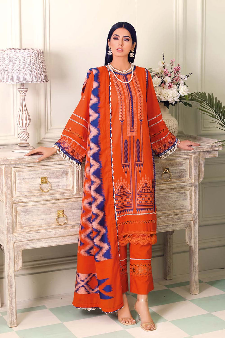 Gul Ahmed Stitched Lawn 3 Piece 2022 MJ#22021 - Salai - Gul Ahmed 