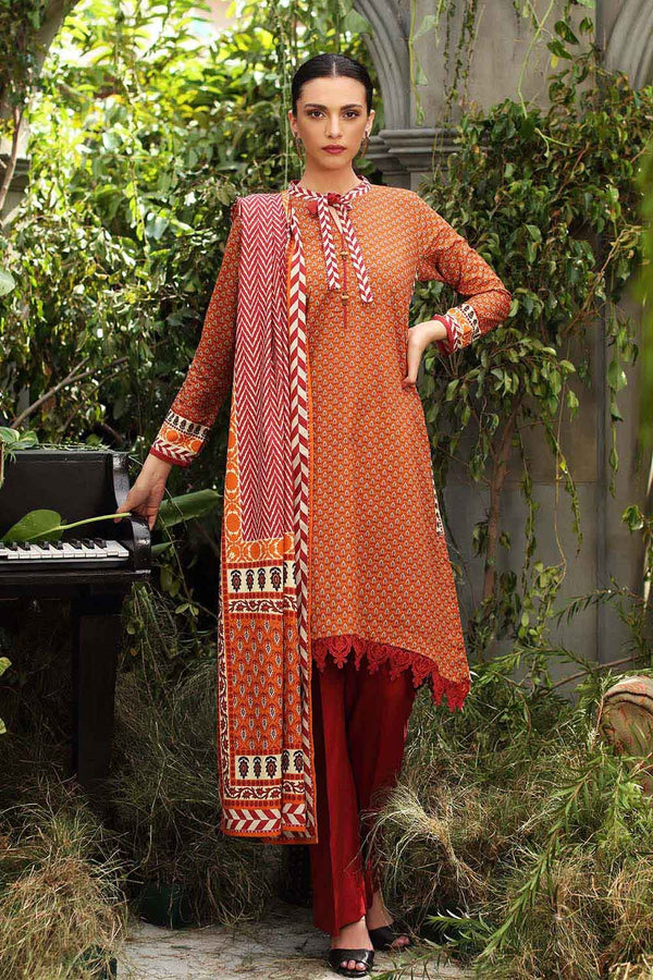 Gul Ahmed Stitched Winter Karandi 3 Piece AY-12036 A - Salai - Gul Ahmed 