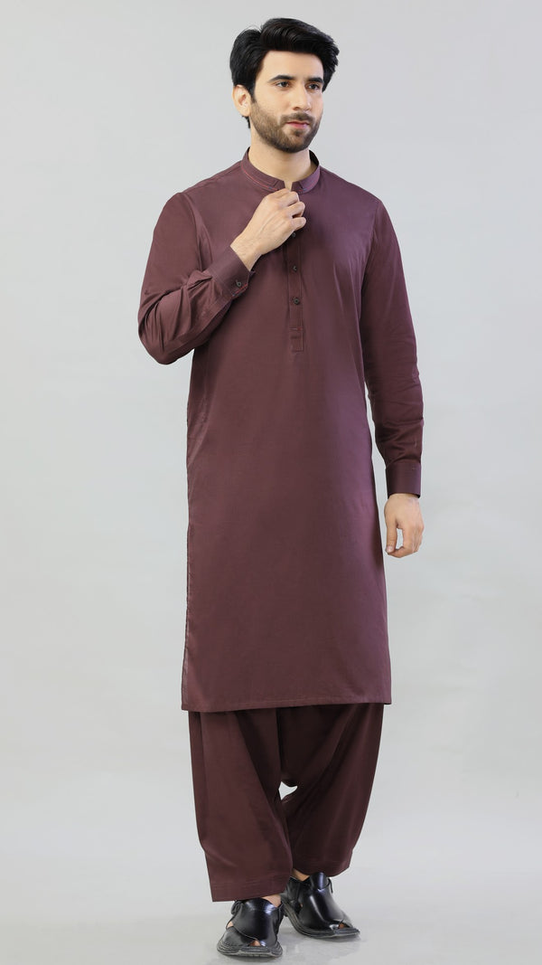 Men Kurta Shalwar D3217 MAROON - Salai - Salai 