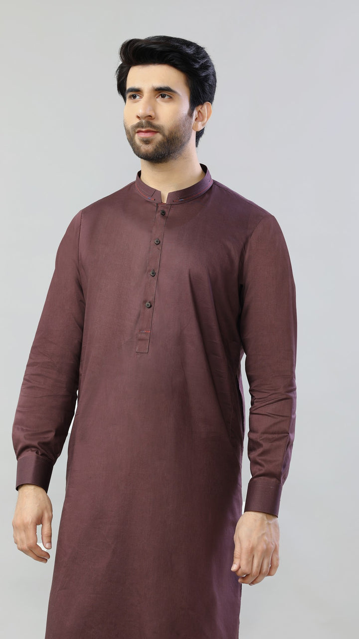 Men Kurta Shalwar D3217 MAROON - Salai - Salai 