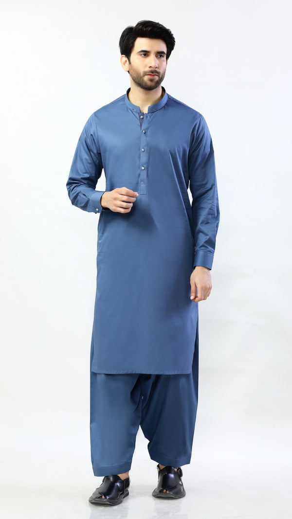 Men Kurta Shalwar D3214 BLUE - Salai - Salai 