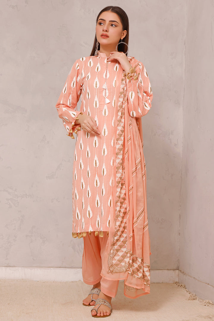 Gul Ahmed Stitched Eid 3 Piece FE#22037 - Salai - Gul Ahmed 