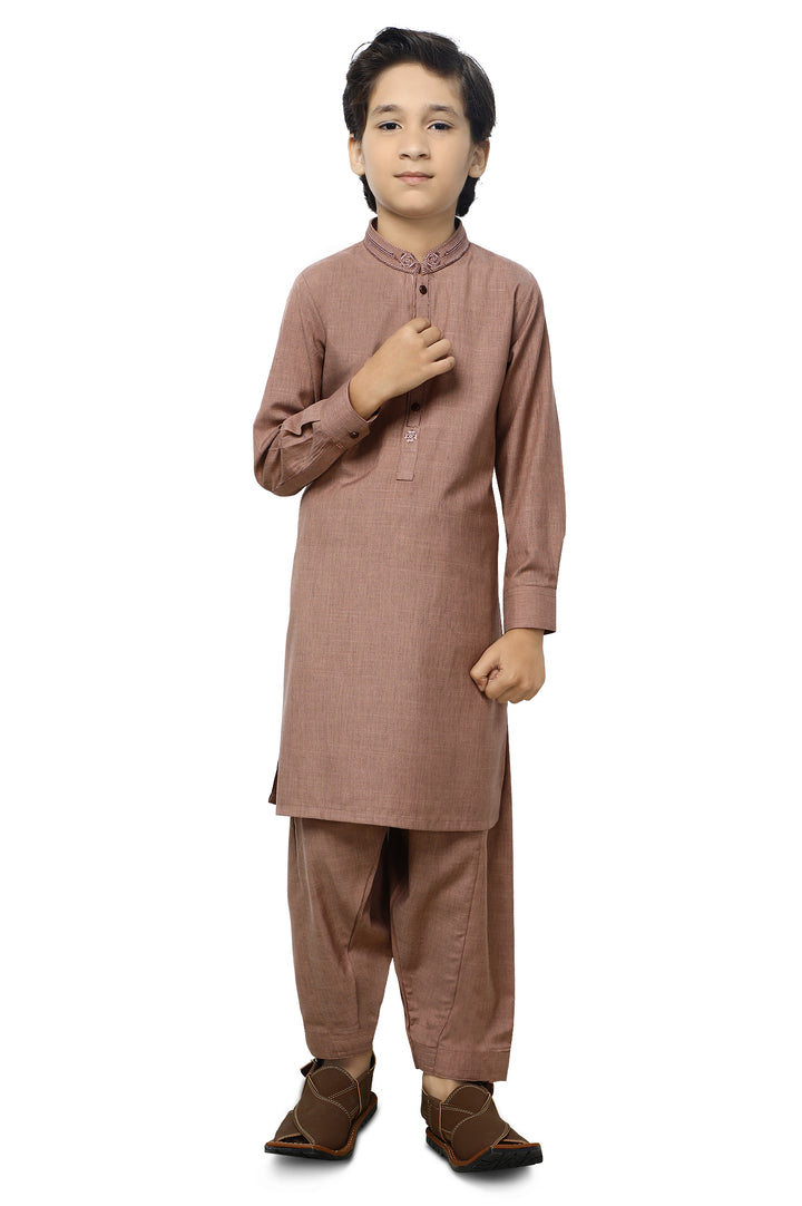 Boys Kurta Shalwar KBH-0138A BROWN - Salai - Diners 