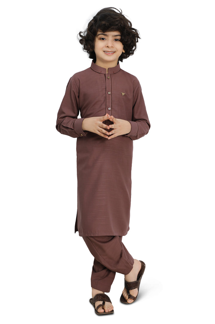 Boys Kurta Shalwar KBH-0148B BROWN - Salai - Diners 