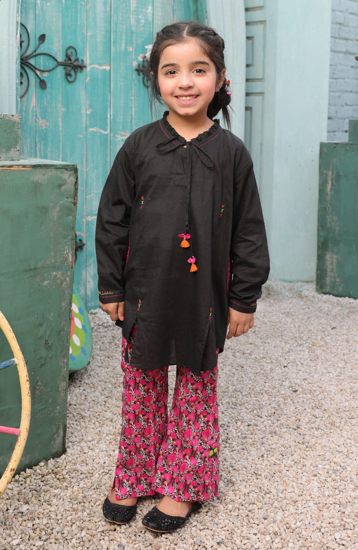 Girls Festive GSDT-22-S-021/S Black - Salai - Tariq Jamil 