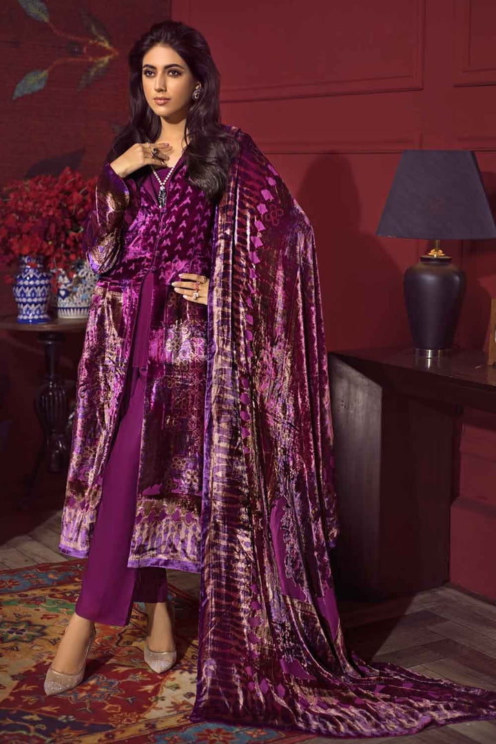 Gul Ahmed Stitched Velvet 3 Piece BVL#12002B - Salai - Gul Ahmed 