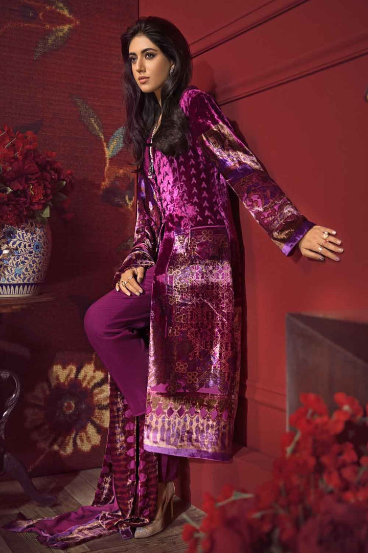 Gul Ahmed Stitched Velvet 3 Piece BVL#12002B - Salai - Gul Ahmed 