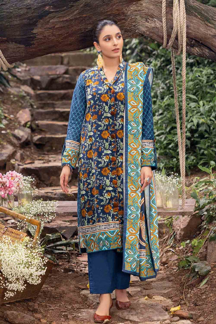 Gul Ahmed Stitched Winter 3 Piece Khaddar K-22043A - Salai - Gul Ahmed 