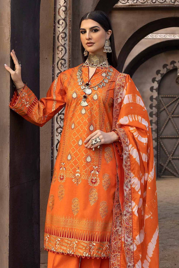 Gul Ahmed Stitched Festive 3 Piece FE#32057 - Salai - Gul Ahmed 